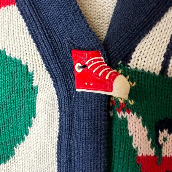 Vtg Sweater Loft Vest Medium Button Down Sports Football Basketball Cheer Soccer - Picture 3 of 10